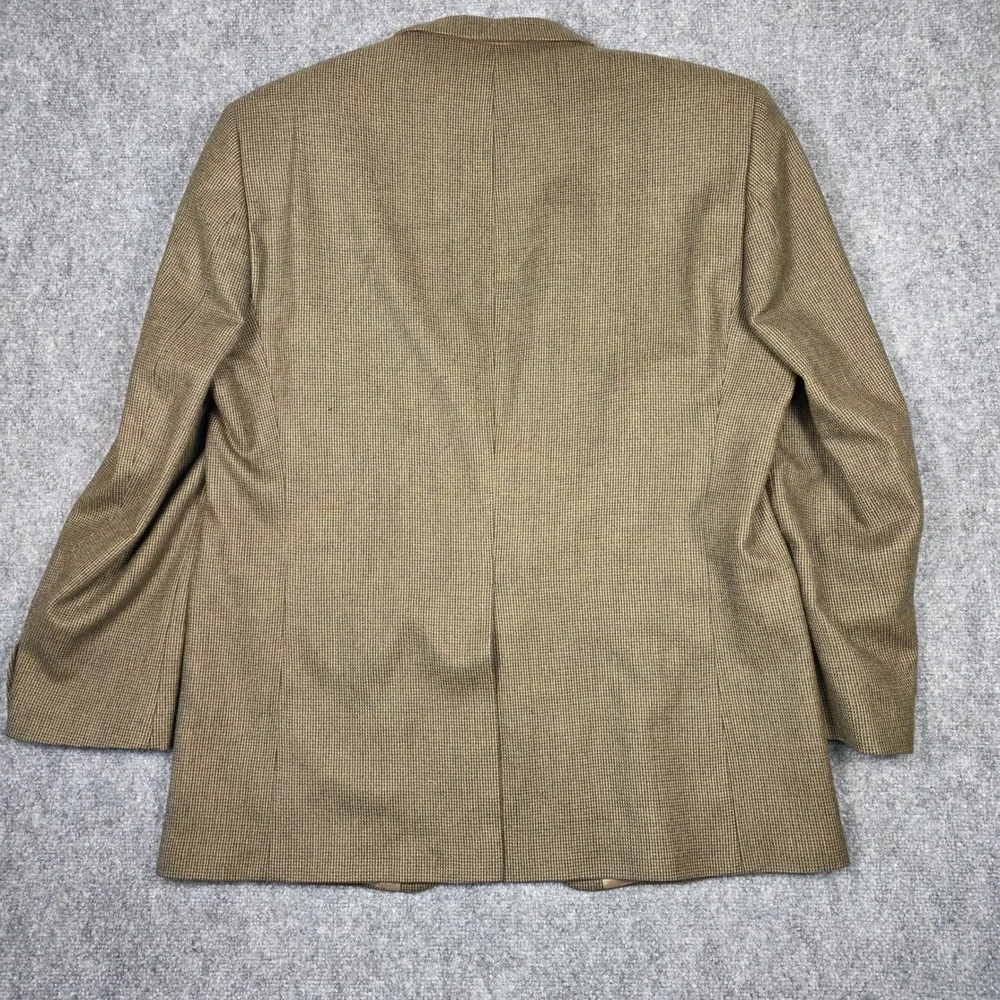 Chaps Blazer Mens 46L Lambswool Tan Birdseye Tweed Sport‎ Coat Classic Academic
